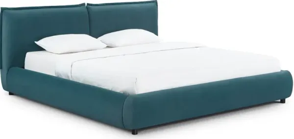 Alyse Faux Mohair King Bed - Teal
