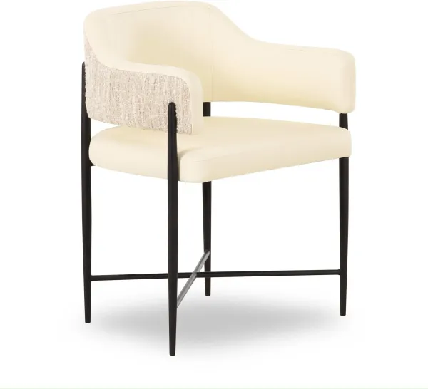 Kaylee Vegan Leather 2-Tone Dining Chair - White