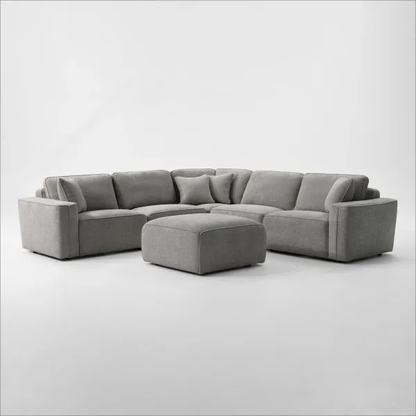 Modtech 5-Piece Sectional with Immersive Sound and Ottoman - Gray