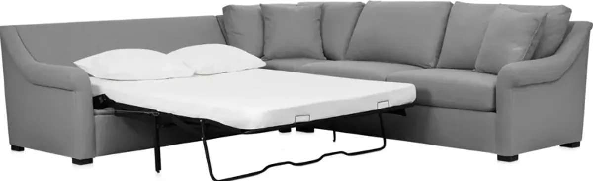 Bowery Foam Comfort 3-Piece Sleeper Sectional with Left-Facing Sleeper - Merrimac Topaz