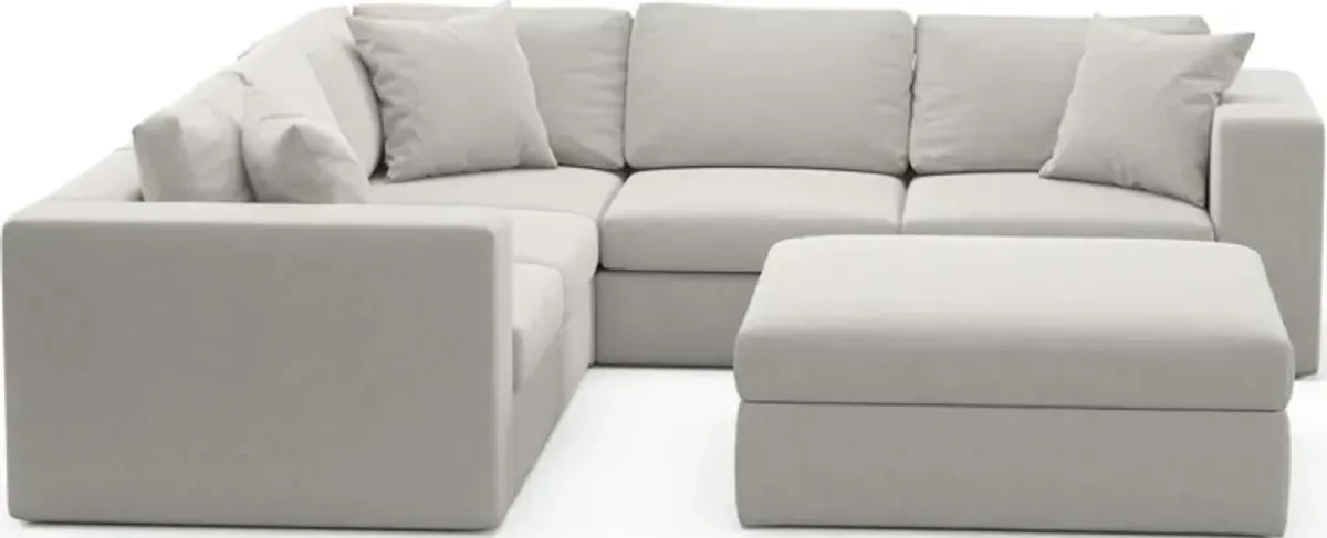 Collin Hybrid Comfort 5-Piece Sectional and Ottoman - Basker Dove