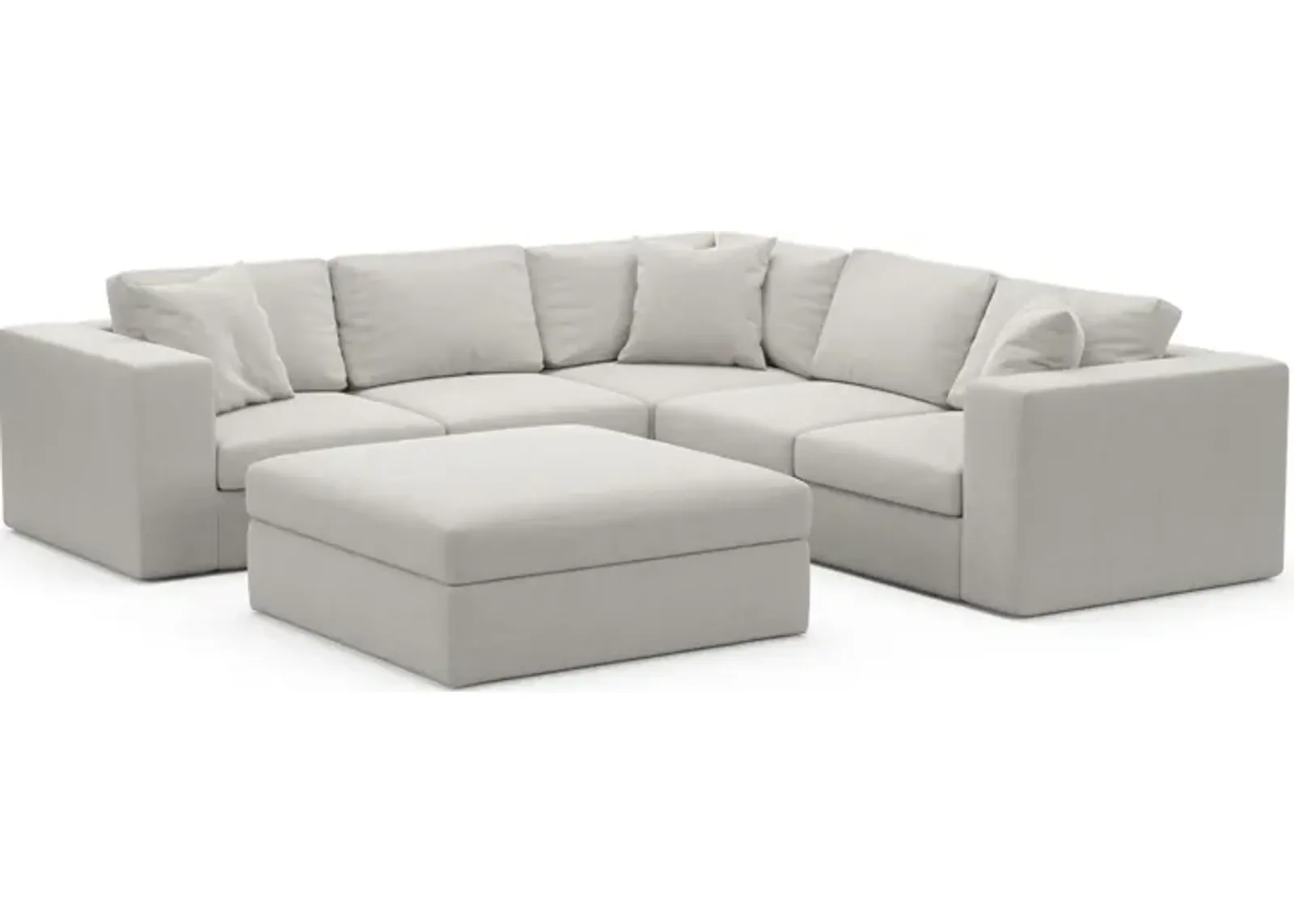 Collin Hybrid Comfort 5-Piece Sectional and Ottoman - Basker Dove