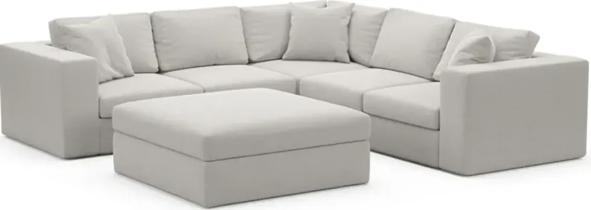 Collin Hybrid Comfort 5-Piece Sectional and Ottoman - Basker Dove