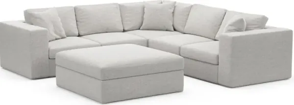 Collin Hybrid Comfort 5-Piece Sectional and Ottoman - Adario Fog