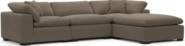 Plush Feathered Comfort 3-Piece Sofa and Ottoman - Liv Umber