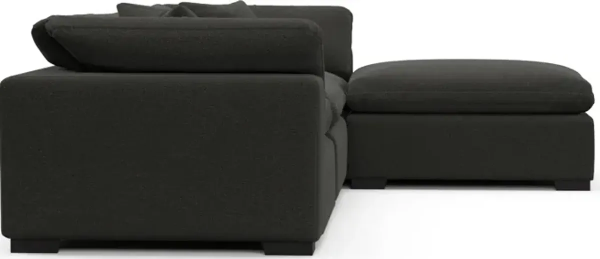 Plush Feathered Comfort 3-Piece Sofa and Ottoman - Liv Onyx