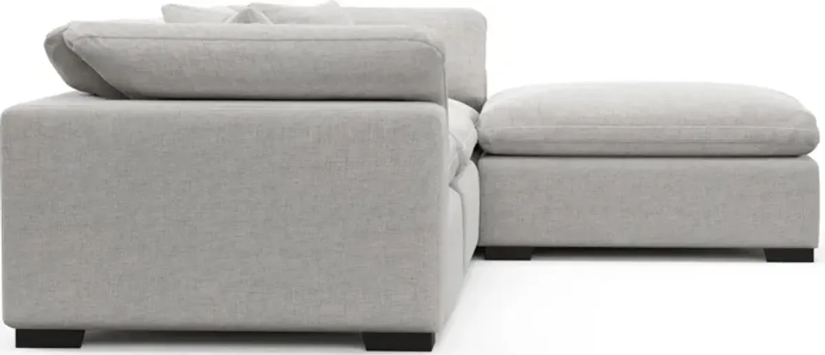 Plush Feathered Comfort 3-Piece Sofa and Ottoman - Adario Fog