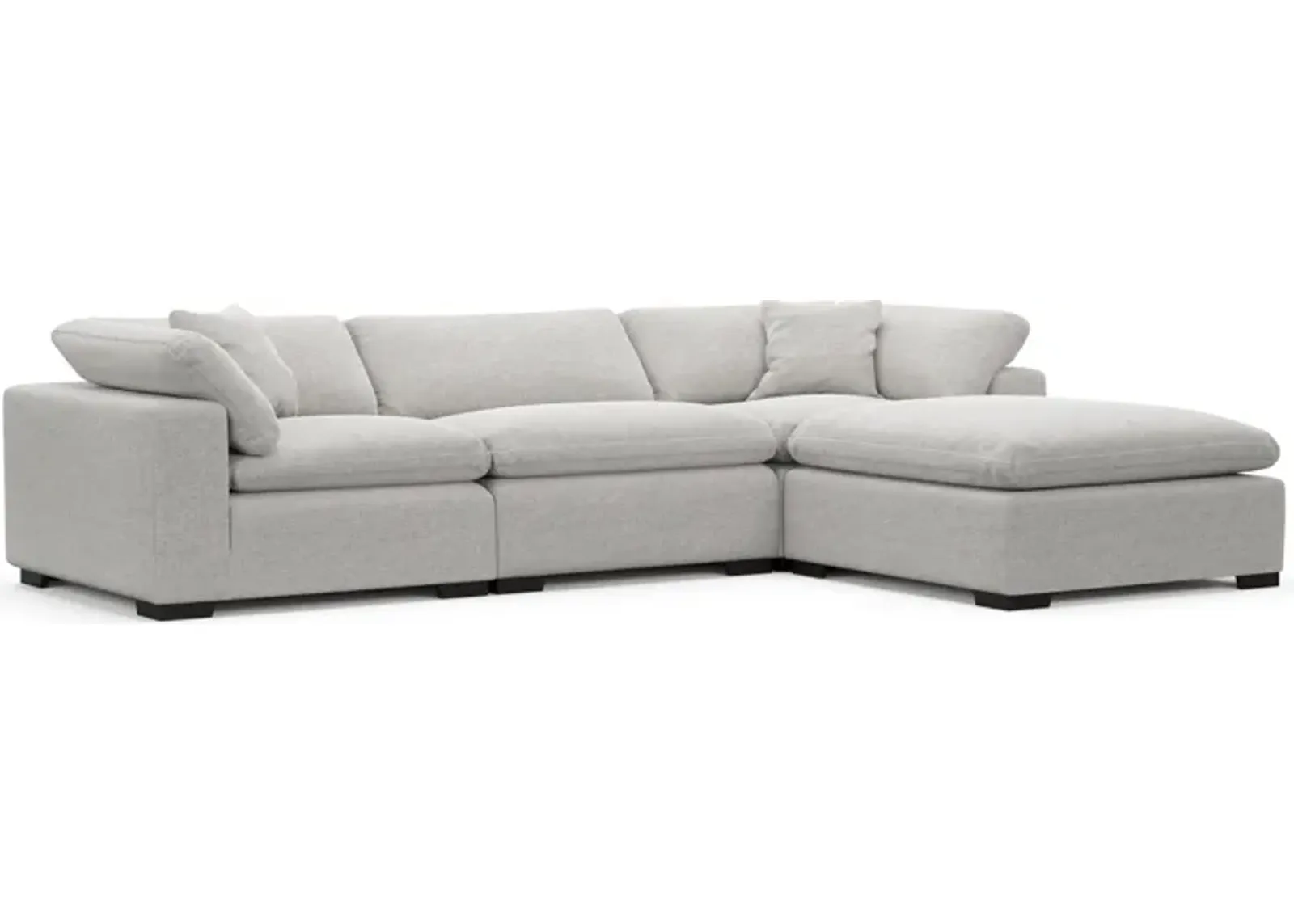 Plush Feathered Comfort 3-Piece Sofa and Ottoman - Adario Fog