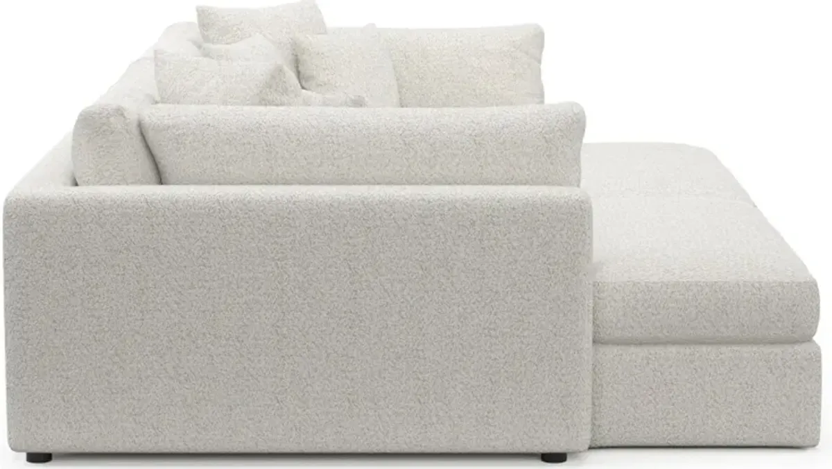 Haven Foam Comfort 2-Piece Media Sofa and 2 Ottomans - River Rock Ivory