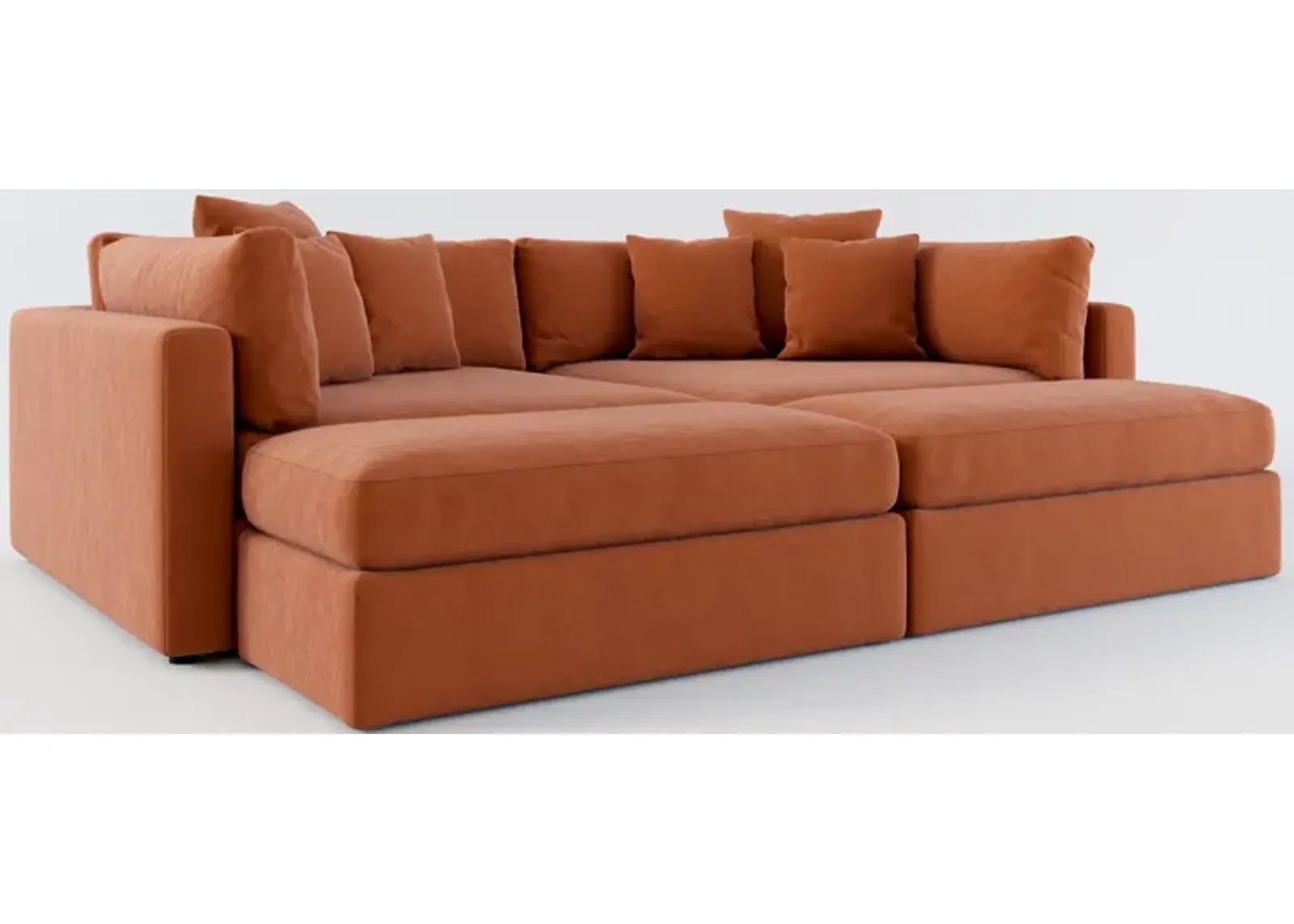 Haven Foam Comfort 2-Piece Media Sofa and 2 Ottomans - Merrimac Brick