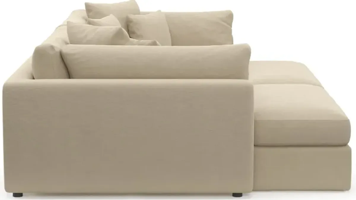 Haven Foam Comfort 2-Piece Media Sofa and 2 Ottomans - Merrimac Ecru