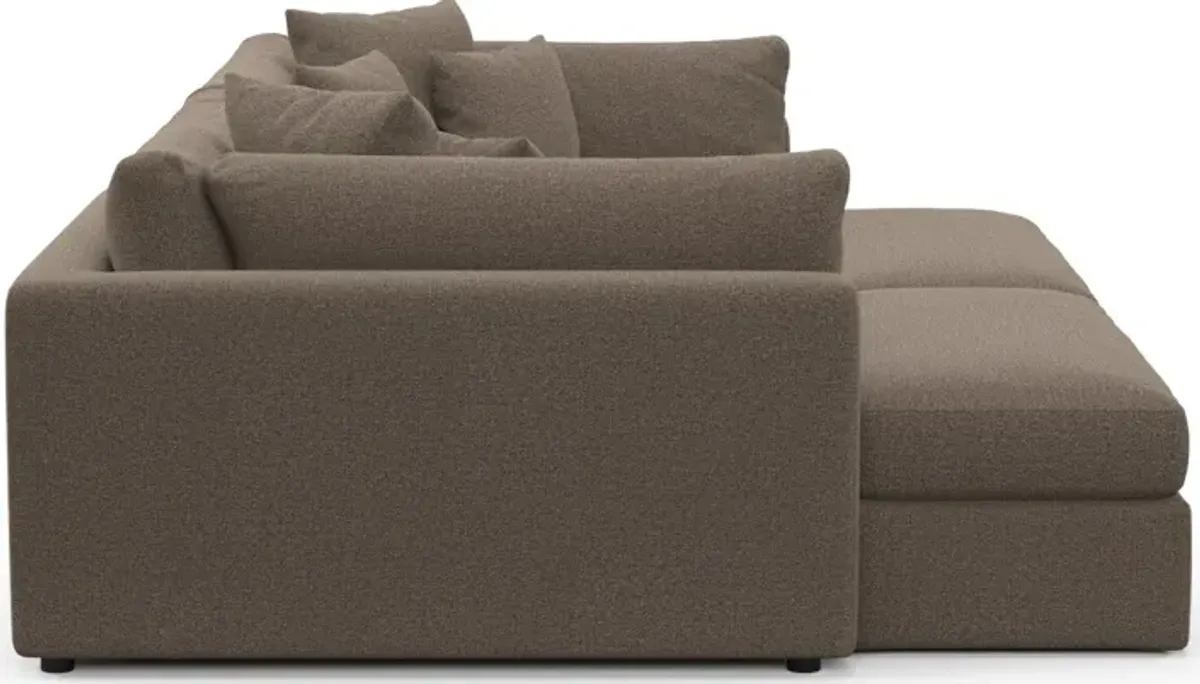 Haven Foam Comfort 2-Piece Media Sofa and 2 Ottomans - Liv Umber