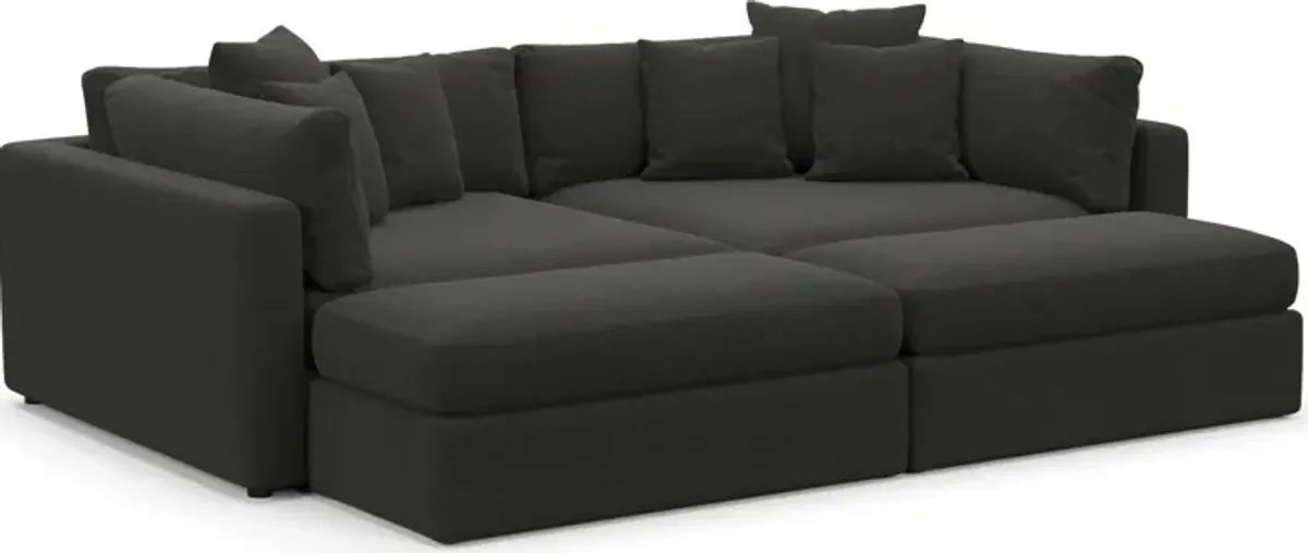 Haven Foam Comfort 2-Piece Media Sofa and 2 Ottomans - Liv Onyx