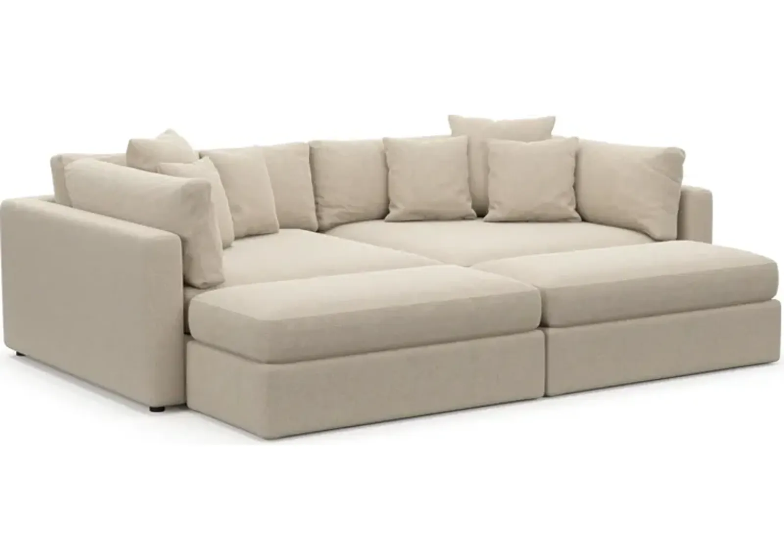 Haven Foam Comfort 2-Piece Media Sofa and 2 Ottomans - Basker Antique