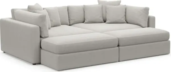 Haven Foam Comfort 2-Piece Media Sofa and 2 Ottomans - Basker Dove