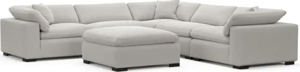 Plush Core Comfort 5-Piece Sectional and Ottoman - Basker Dove