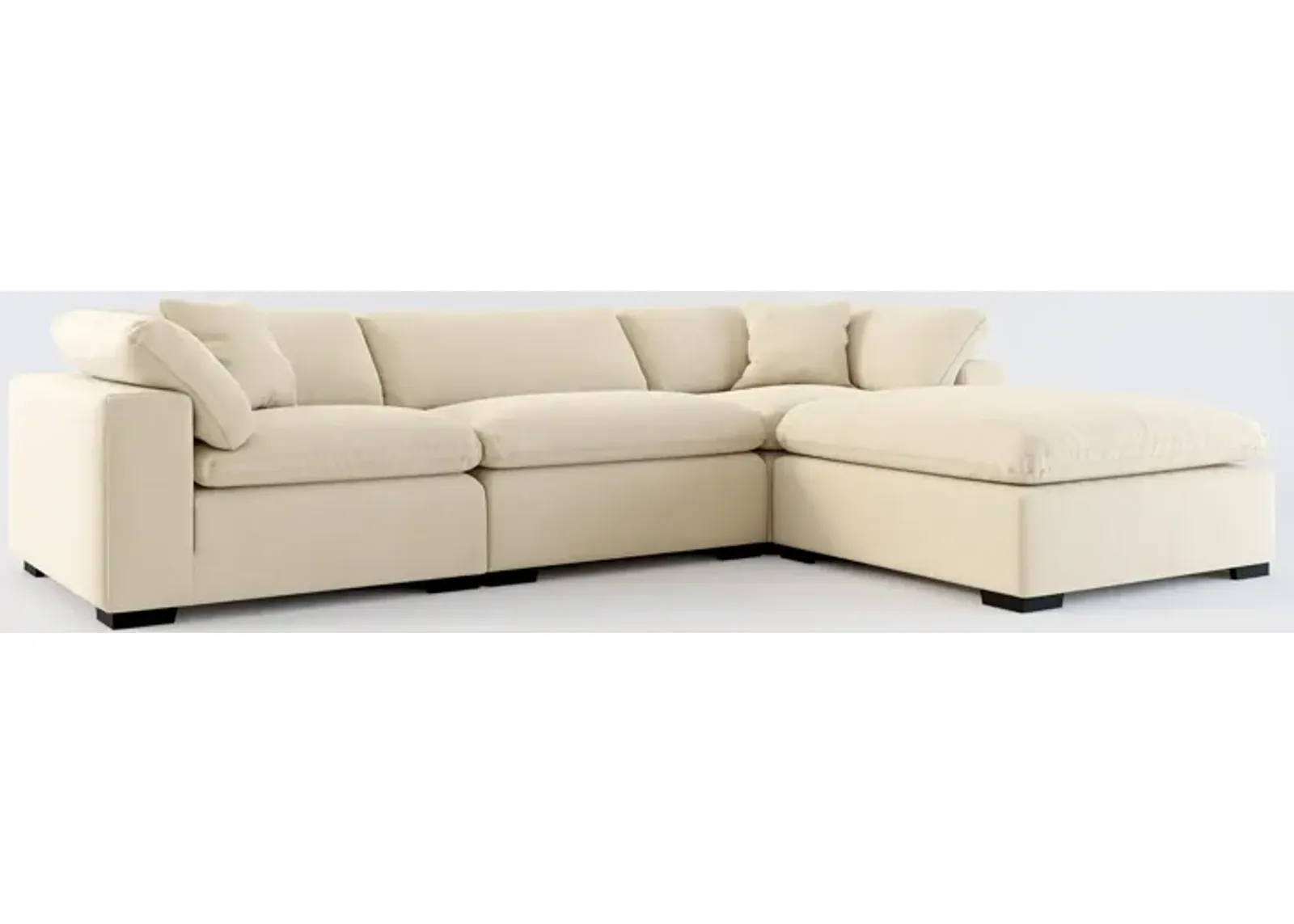 Plush Core Comfort 3-Piece Sectional and Ottoman - Merrimac Ecru