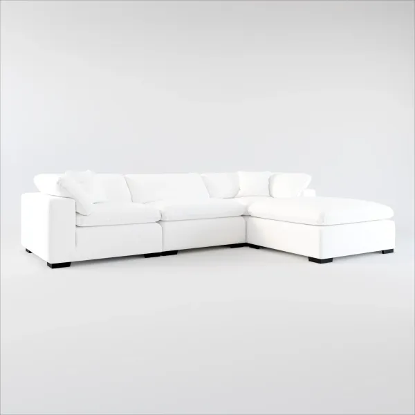 Plush Core Comfort 3-Piece Sofa and Ottoman - Lovie Chalk
