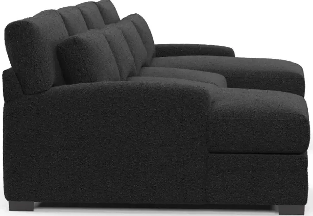 Winston Foam Comfort 3-Piece Sectional with Dual Chaise - Bloke Obsidian