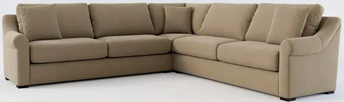 Bowery Foam Comfort 3-Piece Sectional - Merrimac Brownstone