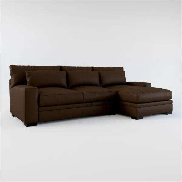 Winston 2-Piece Leather Foam Comfort Sectional With Right-Facing Chaise - Siena Coffee