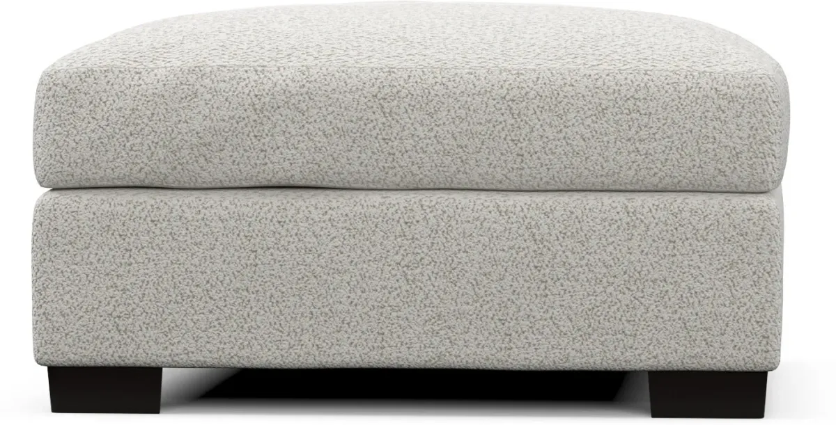 Beckham Foam Comfort Ottoman - River Rock Ivory