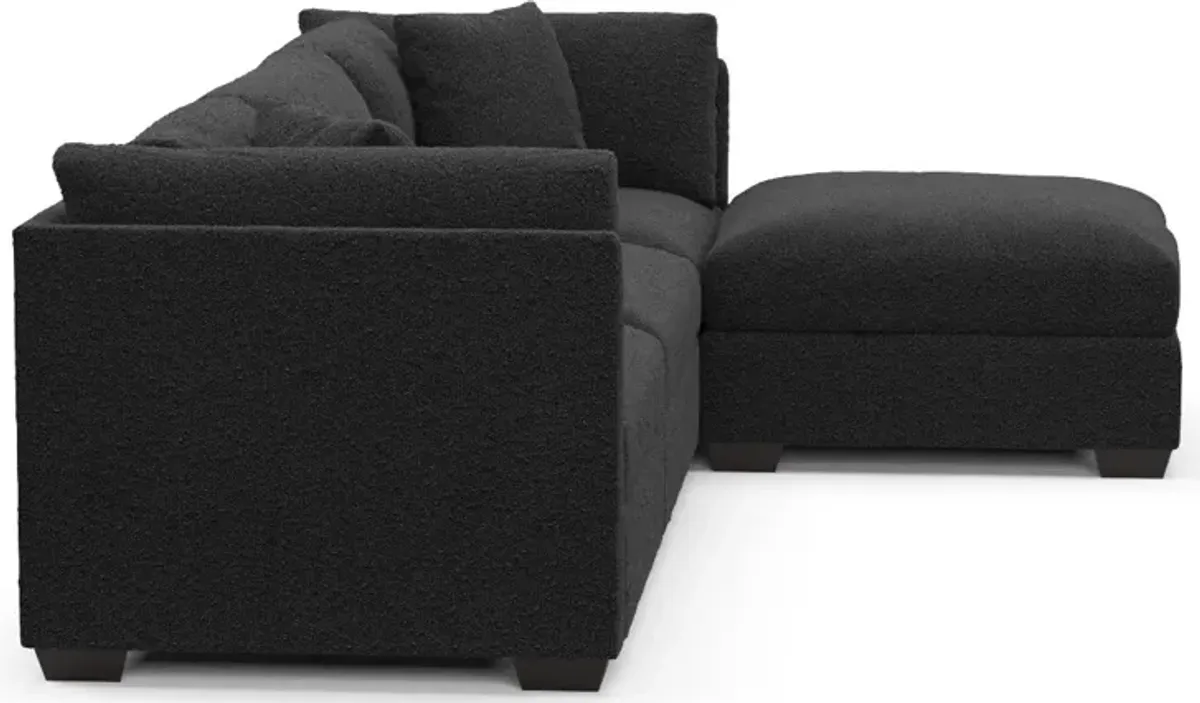 Beckham Foam Comfort 3-Piece Sofa and Ottoman - Bloke Obsidian