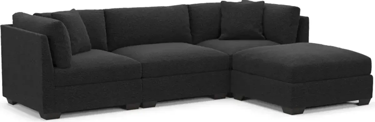 Beckham Foam Comfort 3-Piece Sofa and Ottoman - Bloke Obsidian