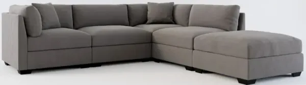 Beckham Foam Comfort 4-Piece Sectional and Ottoman - Merrimac Ash