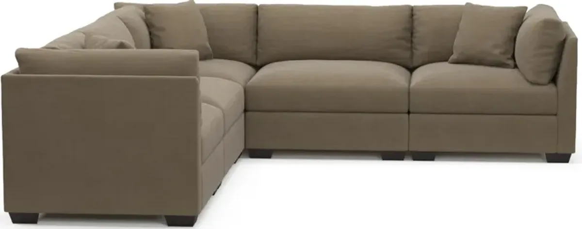 Beckham Foam Comfort 5-Piece Sectional - Merrimac Brownstone