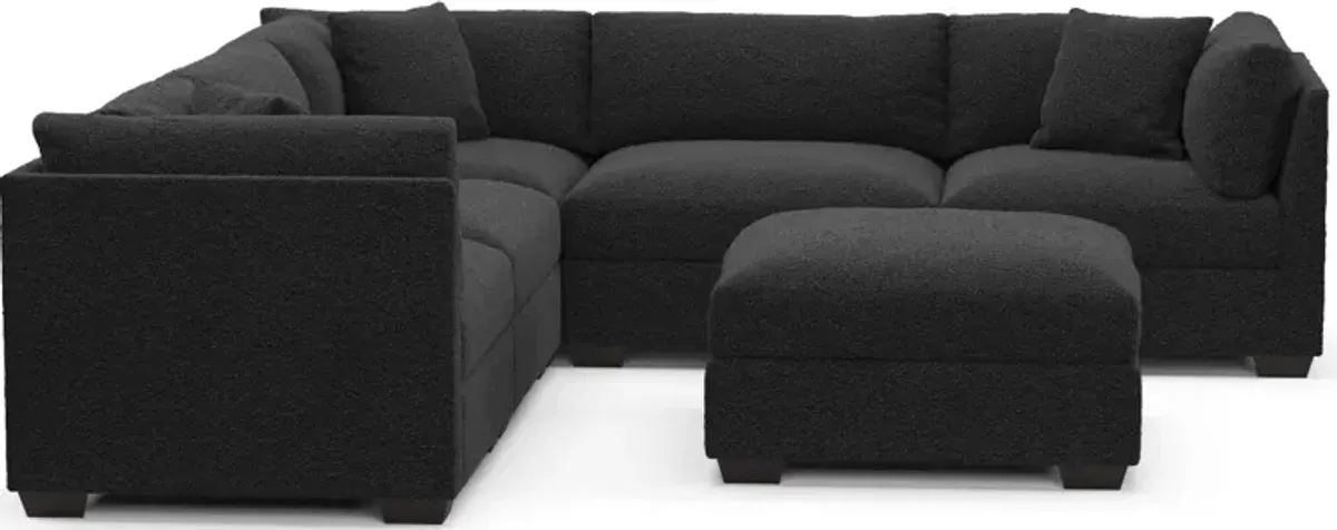 Beckham Foam Comfort 5-Piece Sectional and Ottoman - Bloke Obsidian