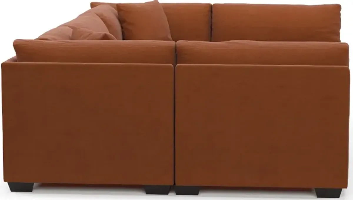 Beckham Foam Comfort 6-Piece Pit Sectional - Merrimac Brick