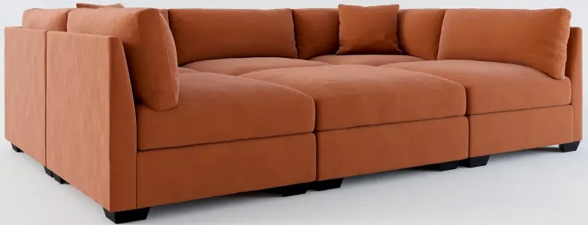 Beckham Foam Comfort 6-Piece Pit Sectional - Merrimac Brick