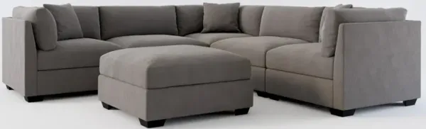 Beckham Hybrid Comfort 5-Piece Sectional and Ottoman - Merrimac Ash