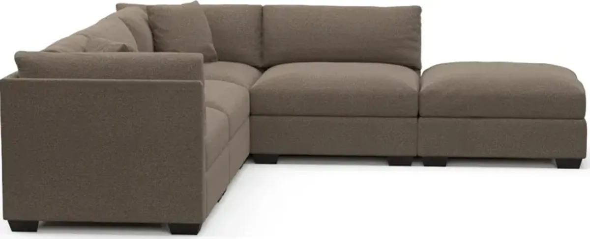 Beckham Foam Comfort 4-Piece Sectional and Ottoman - Liv Umber