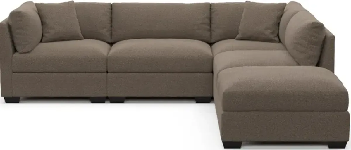 Beckham Foam Comfort 4-Piece Sectional and Ottoman - Liv Umber