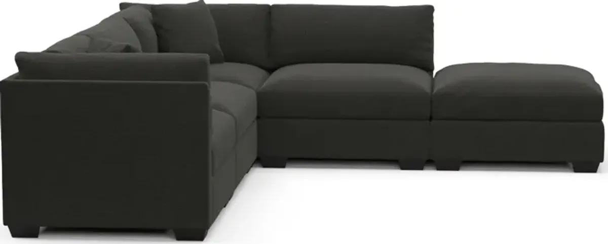 Beckham Foam Comfort 4-Piece Sectional and Ottoman - Liv Onyx