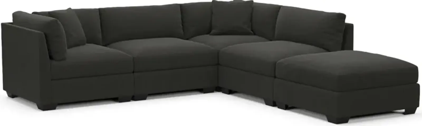 Beckham Foam Comfort 4-Piece Sectional and Ottoman - Liv Onyx