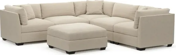 Beckham Foam Comfort 5-Piece Sectional and Ottoman - Basker Antique