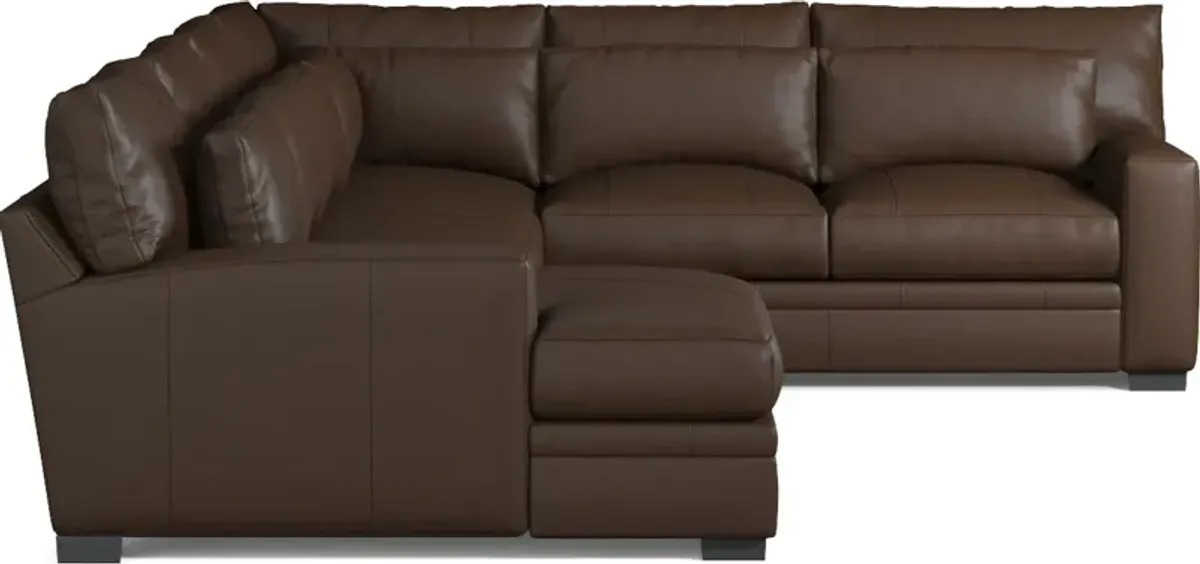 Winston 4-Piece Leather Foam Comfort Sectional With Left-Facing Chaise - Siena Coffee