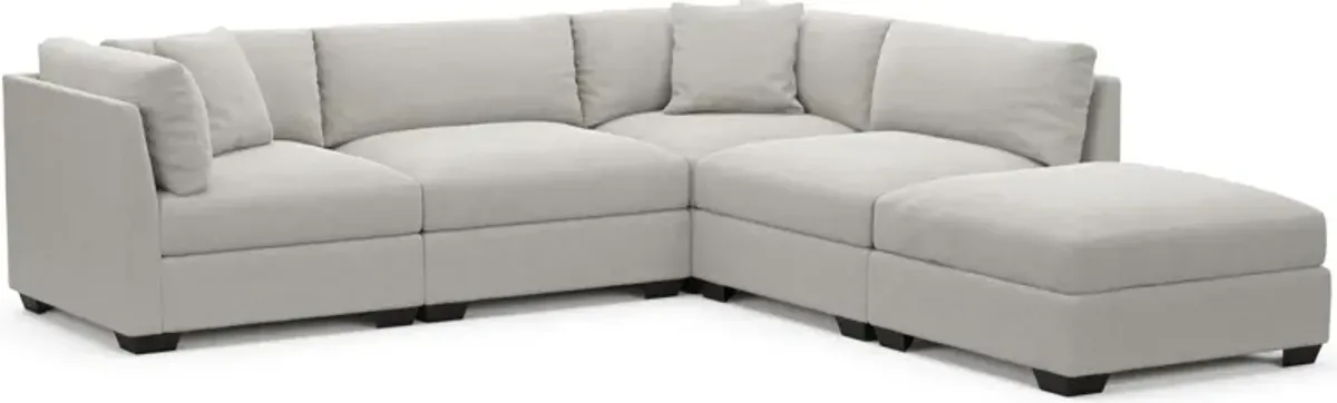 Beckham Hybrid Comfort 4-Piece Sectional and Ottoman - Basker Dove