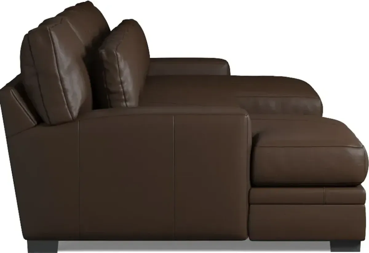 Winston 3-Piece Leather Foam Comfort Sectional with Dual Chaise - Siena Coffee