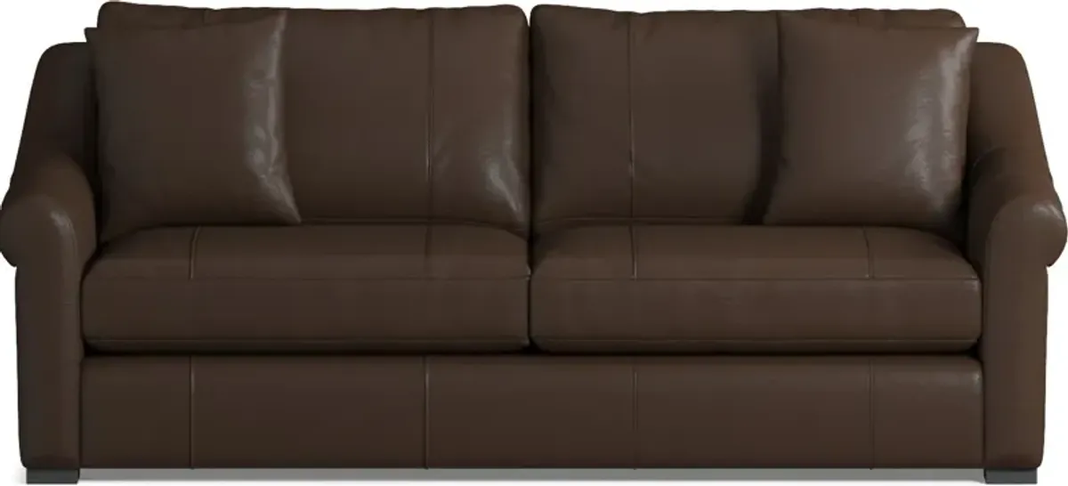 Bowery Leather Foam Comfort 87" Sofa - Siena Coffee