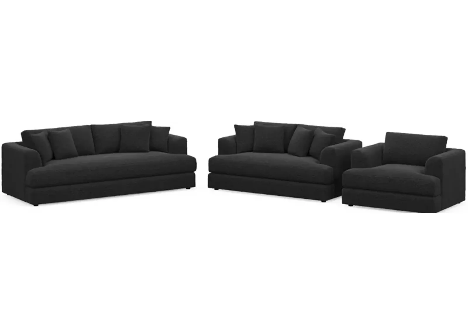 Ridley Foam Comfort Sofa, Loveseat, and Chair - Bloke Obsidian