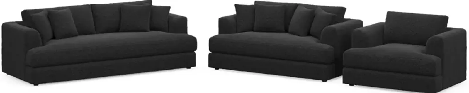 Ridley Foam Comfort Sofa, Loveseat, and Chair - Bloke Obsidian