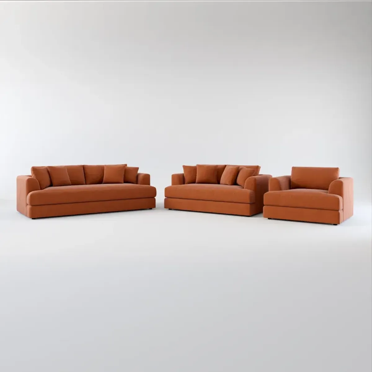 Ridley Hybrid Comfort Sofa, Loveseat, and Chair - Merrimac Brick