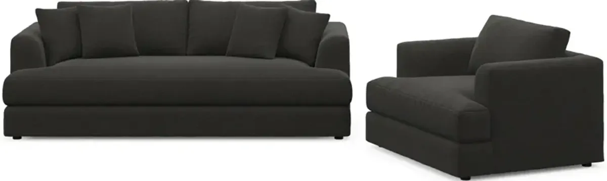 Ridley Foam Comfort Sofa and Chair Set - Liv Onyx