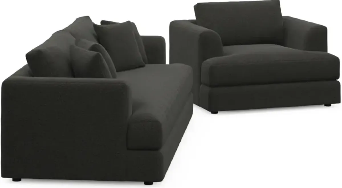 Ridley Foam Comfort Sofa and Chair Set - Liv Onyx