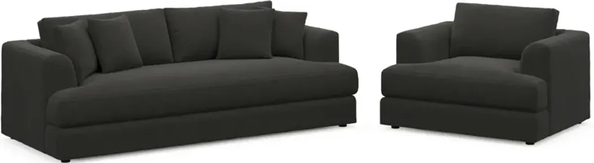 Ridley Foam Comfort Sofa and Chair Set - Liv Onyx