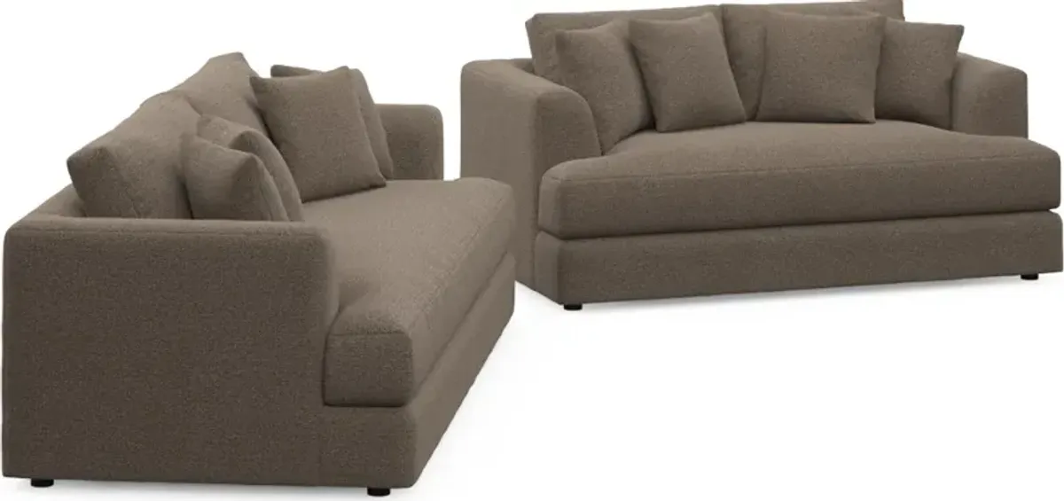 Ridley Foam Comfort Sofa and Loveseat Set - Liv Umber